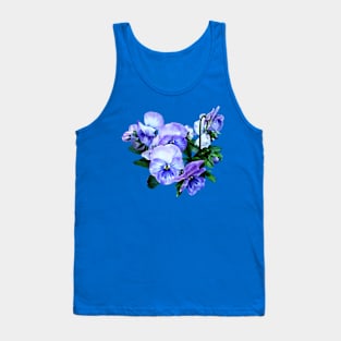 Pansies - Group of Purple Pansies and Leaves Tank Top